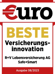 Das Siegel "Beste Versicherungsinnovation" wurde von der Zeitschrift Euro für unsere Lebensversicherung Safe+Smart vergeben. Gültig bis August 2026