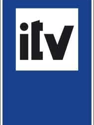 Verkehrsschild mit weißem Feld und schwarzem iftv-Logo auf blauem Hintergrund