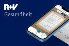 Screenshot mit einem Smartphone und der neuen R+V App "Gesundheit"