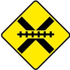 Verkehrsschild Irland Unbeschrankter Bahnübergang