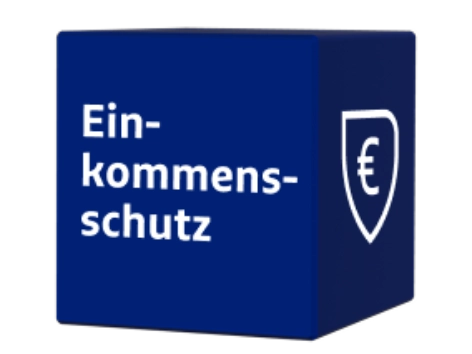 Würfel mit der Aufschrift: Einkommensschutz