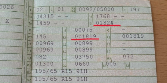 Fahrzeugschein mit Beladungsinfos