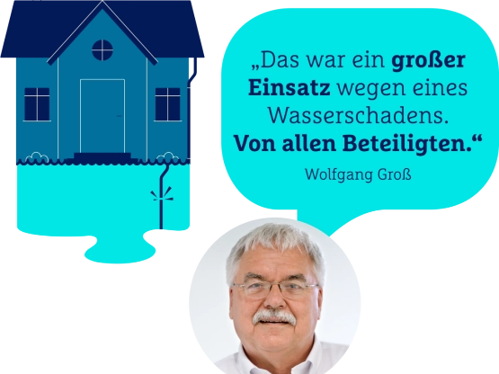 Kundenzitat: „Das war ein großer Einsatz wegen eines Wasserschadens. Von allen Beteiligten.“