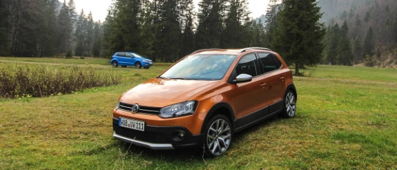 VW CrossPolo auf einer Wiese als Beispiel für ein Modell der Polo-Reihe von Volkswagen.