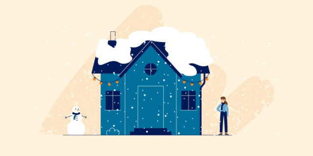 Nach schwerem Schneefall wird der Dachstuhl des Gebäudes eingedrückt.