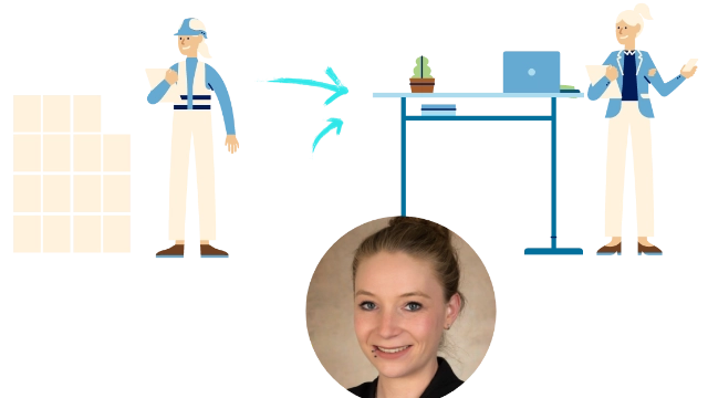 Illustration Fliesenlegerin - Person am Schreibtisch