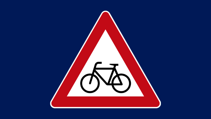 Verkehrsschild: Radverkehr rechts.