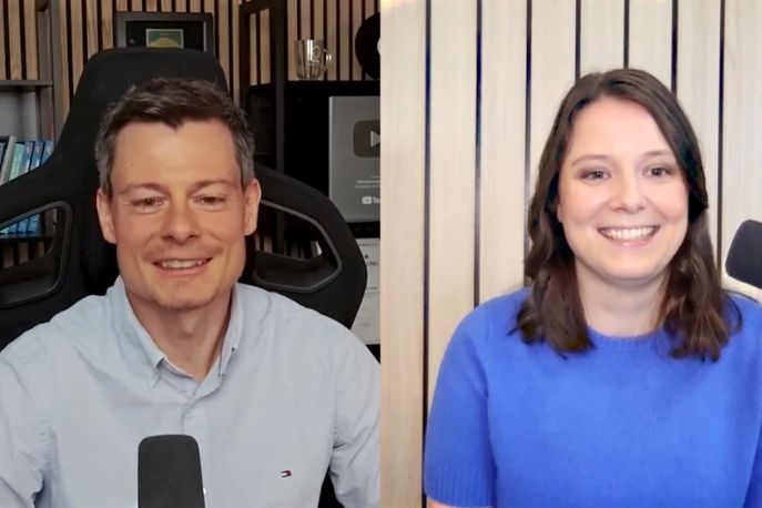 Bastian Kunkel, CEO und Gründer von „Versicherungen mit Kopf“ zu Gast im R+V Videopodcast „Stimmt’s? Versicherungsmythen aufgedeckt!“. Mit Marietheres Wichmann von der R+V.