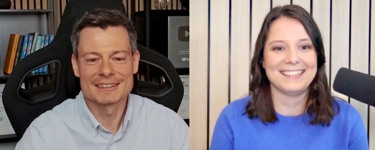 Bastian Kunkel, CEO und Gründer von „Versicherungen mit Kopf“ zu Gast im R+V Videopodcast „Stimmt’s? Versicherungsmythen aufgedeckt!“. Mit Marietheres Wichmann von der R+V.