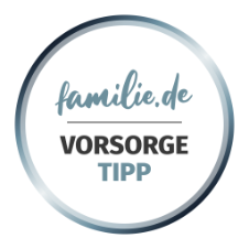 Logo familie.de mit dem Zusatz "Vorsorge-Tipp"