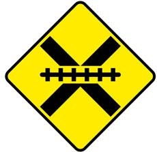 Verkehrsschild Irland Unbeschrankter Bahnübergang