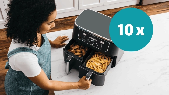 Ninja Foodi MAX Heißluftfritteuse mit zwei Fächern.