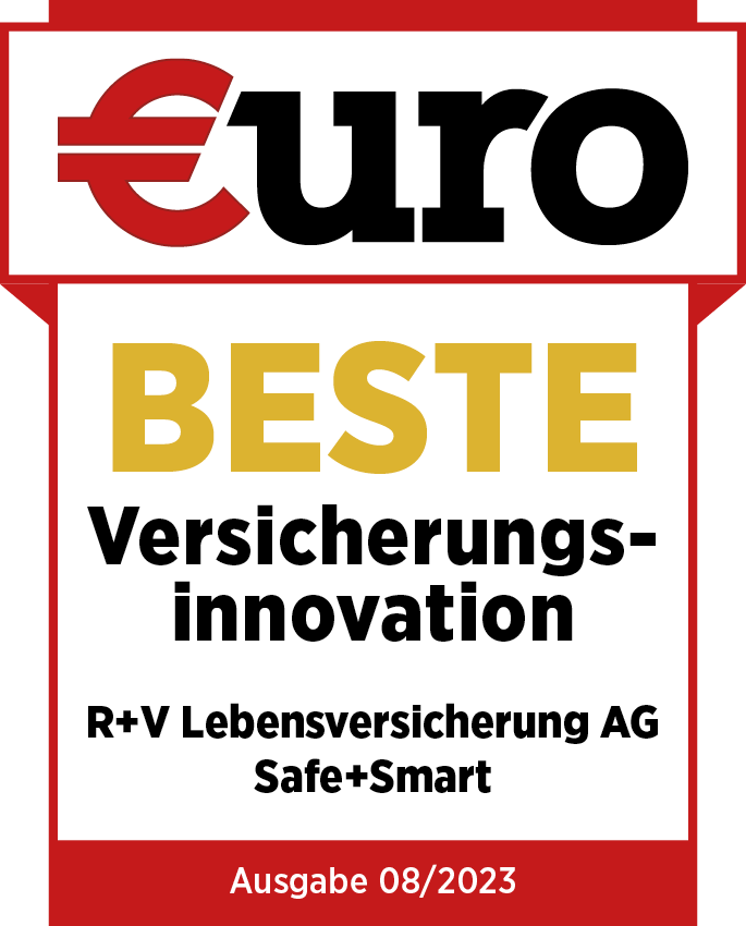 Das Siegel "Beste Versicherungsinnovation" wurde von der Zeitschrift Euro für unsere Lebensversicherung Safe+Smart vergeben. Gültig bis August 2026