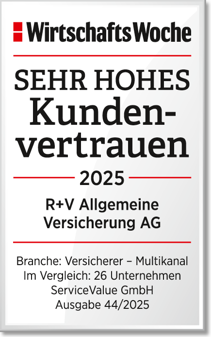 Das Siegel "Sehr hohes Kundenvertrauen" von WirtschaftsWoche ist bis Oktober 2026 gültig.