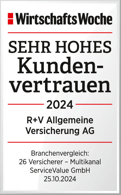 Das Siegel "Sehr hohes Kundenvertrauen" von WirtschaftsWoche ist bis Oktober 2025 gültig.
