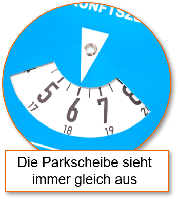 Aussehen der Parkscheibe