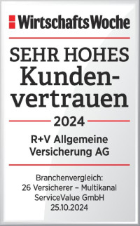 WirtschaftsWoche hat die R+V Versicherung mit einem sehr hohen Kundenvertrauen bewertet.