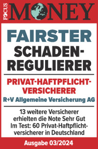 Die R+V Allgemeine Versicherung AG wurde von Focus Money als fairster Schadenregulierer unter den Privat-Haftpflichtversicherern ausgezeichnet.